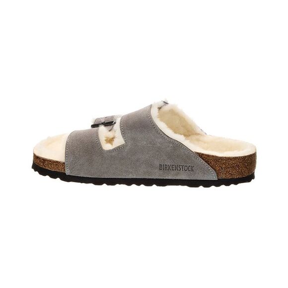 Birkenstock Arizona Suede & Shearling Sandal, Grey - Picture 2 of 5